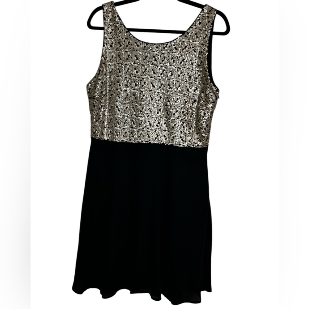 Charming Charlie Black and Gold Midi Dress